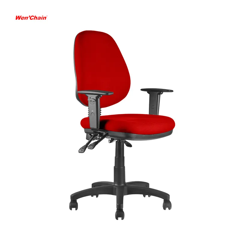 Modern Task Chair Com Rodas Computador ergonômico ajustável tecido vermelho confortável giratória Office Task Staff Chair