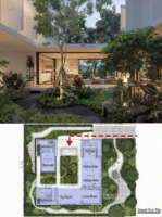 Conception d'architecture moderne, aménagement intérieur, rendu 3D, plan d'étage, concept de villa personnalisée, matériaux de construction, solution tout-en-un