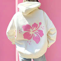 Sudadera con Capucha Personalizada Informal para Mujer, de Verano, Tejida en Algodón Grueso, Transpirable, con Hombros Caídos, Bordado Gráfico en Chenilla 3D