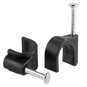 คลิปสายเคเบิลพลาสติก PE ตะขอแบนกลมรูปตัว C พร้อมลวดเย็บตะปูเหล็ก - Product Image 1