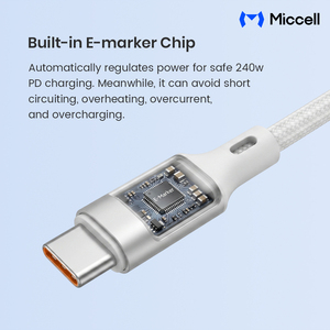 Cavo di Ricarica Rapida Miccell 240W da Type-C a Type-C, 5A, Velocità di Trasmissione 480 Mbps, Cavo Intrecciato in Lega di Zinco per Ricarica Telefono - Product Image 5