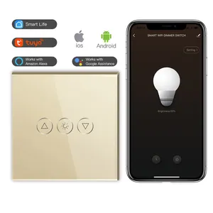 Abuk-Gradateur de Lumière LED Intelligent Sans Fil, Couleurs Blanches, Noires et Dorées, Verre Eu Touch, Wifi, 220V