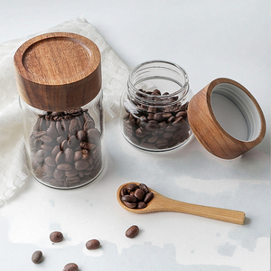 Handige Keuken Droog Voedsel Opslag <span class=keywords><strong>Set</strong></span> Luchtdichte Glazen Pot Met Houten Deksel Oplossing Voor Het Koken Gebruiksvoorwerp Opslag - Product Image 4