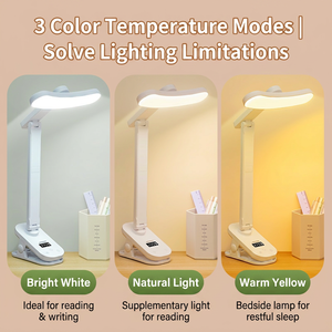 <span class=keywords><strong>Lampe</strong></span> <span class=keywords><strong>de</strong></span> lecture portable <span class=keywords><strong>à</strong></span> 3 couleurs réglables avec horloge, rechargeable, <span class=keywords><strong>à</strong></span> clipser, <span class=keywords><strong>lampe</strong></span> <span class=keywords><strong>de</strong></span> table, protection des yeux, <span class=keywords><strong>lampe</strong></span> <span class=keywords><strong>de</strong></span> <span class=keywords><strong>bureau</strong></span> LED pliable - Product Image 2