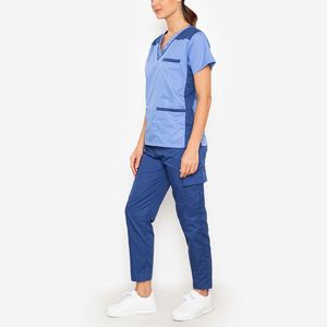 Women's Uniform <b>Set</b> for Nurses-Breathable Stretch Top & Pants With Multi-Pocket <b>Scrub</b> <b>Sets</b> - Product Image 2