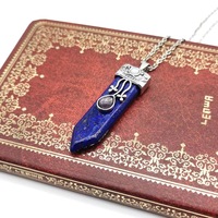 Pendulum kalung kristal pola pedang bandul Quartz mawar, Amethyst batu alami perhiasan kristal