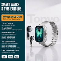Montre connectée BT Square TFT avec écouteurs sans fil, modes sportifs, chargement magnétique, longue autonomie pour les importateurs OEM ODM