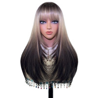 Perruque synthétique longue et droite à 10 couleurs, 26 pouces, avec coupe en V, sangles ajustables, pour femmes, vente en gros, approvisionnement en vrac pour salons