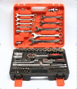 Set soket peralatan Tangan perangkat keras Universal perbaikan mobil Auto Spanner kunci pas Ratchet 82 buah kit perkakas industri langsung pabrik