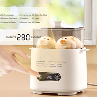 Machine à petit-déjeuner multifonctionnelle intelligente 220V, mini cuiseur à œufs vapeur double couche pour œufs à la coque et œufs cuits à la vapeur, en plastique