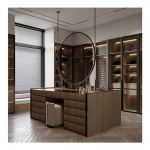 Customized Luxury Wooden Glass Door Walking Open <strong>Closet</strong> Double Bedroom Wardrobe Cabinet - Product Image 4