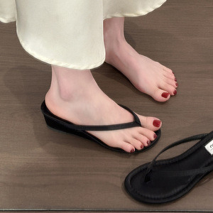 Sandales d'été minimalistes à talon compensé pour femmes, à semelle épaisse et bout ouvert, sensation de fraîcheur - Product Image 4