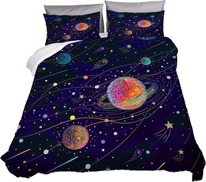 Màu Xanh Galaxy Bộ Đồ Giường Đặt Nữ Hoàng Kích Thước Wolf Động Vật Cây Duvet Cover Set Cho Trẻ Em <span class=keywords><strong>Xmas</strong></span> Phòng Ngủ Hiện Nay - Product Image 6