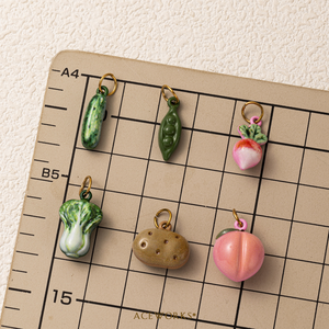 Galería de Frutas y Verduras |   Colgante Miniatura de Acero Inoxidable con Baño de Oro PVD de 18K y Esmalte, con Diseño de Frutas y Verduras, para Fabricación de Joyas - Product Image 6