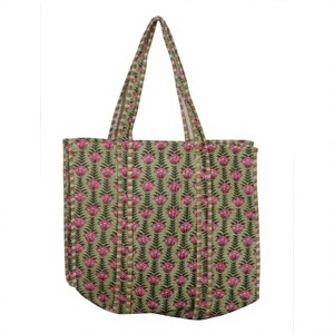 Bolsa de Mano de Algodón con Estampado Floral, Dos Asas, Cierre Abierto, Estilo Bohemio, para Todas las Temporadas - Product Image 1