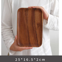 Plateau moderne en bois d'acacia, type sur pied, pour servir le dîner, les sushis, la pizza, le steak, le gâteau, le pain, le thé de l'après-midi, les fruits, utilisation en cuisine, laque
