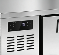 Table de préparation commerciale en acier inoxydable avec congélateur, refroidissement par air, contrôle numérique sans givre, 2 portes, pour cuisine de restaurant