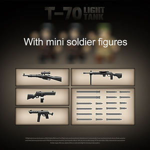 689 pièces briques enfants jouets nouveautés T-70 char léger guerre mondiale 2 armure soviétique véhicule armé pistolet réservoir modèle bloc de construction ensemble - Product Image 6