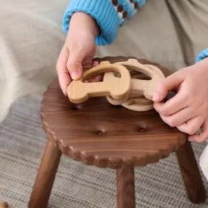 Taburete de Madera de Nogal Negro Norteamericano, Taburete Pequeño Creativo para Sala de Estar, Taburete Bajo para Cambiar Zapatos para <span class=keywords><strong>Adultos</strong></span> y Niños - Product Image 2