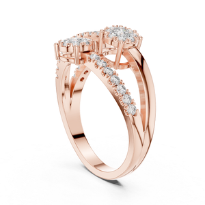Bague en or rose sertie de diamants, magnifique bijou brillant et élégant pour femmes, idéal pour les mariages, les fiançailles, les fêtes et le port quotidien - Product Image 2