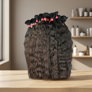 Extensiones de Cabello Humano Remy Indio 100% Natural VGP 100g, Trama de Cabello Virgen sin Procesar, Cabello a Granel para Trenzas, Cutícula Alineada, Ondulado Profundo - Product Image 2