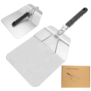 High Quality 430 Stainless Steel Baking Pizza Peel Shovel With Pp+tpr Folding Handle For Easy Storage With Attractive Packaging