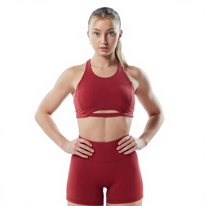 Custom Women Fitness Sports Bra <b>Red</b> Racerback <b>Crop</b> <b>Top</b> Gym Yoga Activewear Private Label OEM Wholesale Manufacturer - Product Image 6