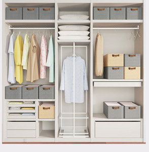 Lemari pakaian lipat, kotak penyimpanan Linen katun dengan bingkai baja & pegangan untuk lemari mainan dapat ditumpuk pengatur pakaian 26L - Product Image 6