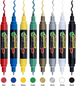 TRANSON 8 Farben Wasserfeste Kunststoff-Farbmarker mit Doppelspitze (Kraftige und Extra Feine Spitze) für Kunst und Zeichnen - Product Image 5