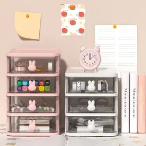 Wadah Mini Kelinci Lucu Kecil Multi-fungsional PP Plastik Laci Desktop Organizer Rumah Kantor Kotak Penyimpanan Kosmetik