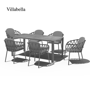 Ensemble de meubles de patio d'extérieur de luxe, chaises et table à manger en corde, meubles commerciaux pour hôtel et restaurant, ensemble de table de jardin - Product Image 3