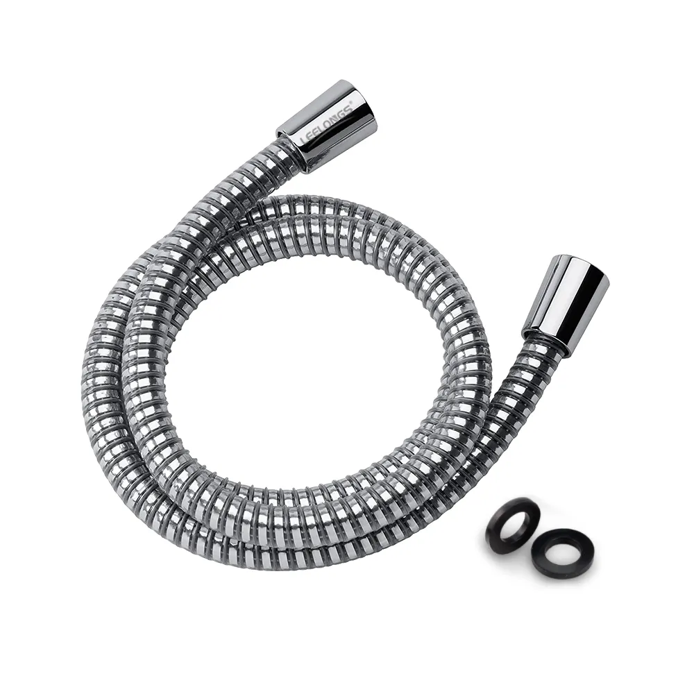 Leelongs 1.5M Black Silver Thread Spiral PVC Shower Hose