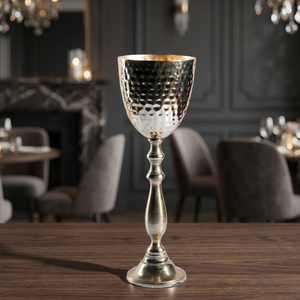 AK – Vase trompette décoratif Unique en laiton, métal argenté, Table décorative pour la décoration de la maison - Product Image 1