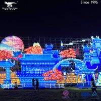 Lanterne chinoise en tissu imperméable avec installations d'art à lumière LED pour spectacle de lumière LED pour lieu public
