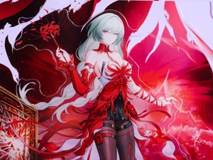 Expositor de Acrílico OEM/ODM Wuthering Waves Phrolova 20cm, Diseño Aura Roja Flameante, Decoración de Escritorio para Fans del Anime - Product Image 3