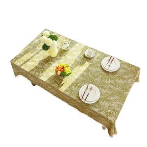 SKYSoutheast Asian Green Tassel Tablecloth Rectangular Cotton Linen Blend Jacquard Pattern Home Dining Coffee <b>Table</b> <b>Cover</b> - Product Image 1