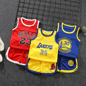 Ensemble de shorts et t-shirts décontractés d'été pour enfants européens et américains, vêtements de basketball pour garçons et filles - Product Image 3