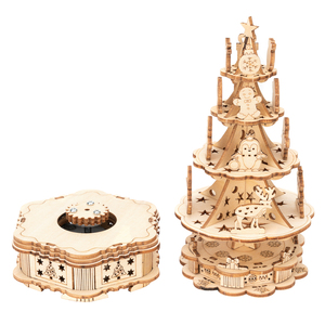 Caja de Música de Madera 3D con Forma de Árbol de Navidad, Rompecabezas Armonioso de Tamaño Personalizado para Regalo de Fiesta Navideña - Product Image 2