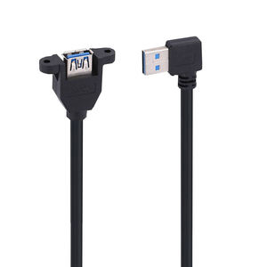 USB 3.0 Extension Right Angle <b>Adapter</b> Braid Shielded Panel Mount with Screw Hole Type a Male to a Female External Computer Cable - Product Image 5