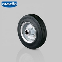 Roue pivotante industrielle CASCOO 125 mm avec jante en acier et roulement à billes, en caoutchouc massif, à installation par trou