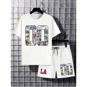 Ensemble de T-shirts tendance pour hommes avec lettres et blocs de couleur – Vêtements simples et élégants pour un style décontracté chic – Collection été – Vente en gros - Product Image 5