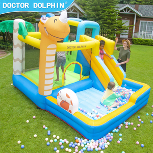 Château gonflable Dr Dauphin <span class=keywords><strong>Dinosaure</strong></span> <span class=keywords><strong>Basket</strong></span>-ball Super Glissade Amusant pour enfants 335x275x245cm 3 personnes - Product Image 4
