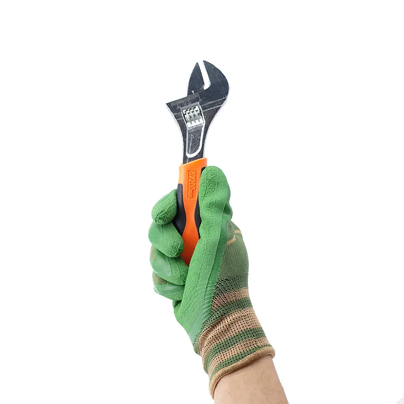 13 г зеленый полиэстер зеленый латексная пена Рабочая двойная латексная пена покрытие перчатка