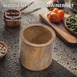 Wholesale Modern Wooden Food Container Set <b>Kitchen</b> Travel Use -Multifunction Storage Box Flip Top Lid Handcrafted Lacquered - Product Image 2