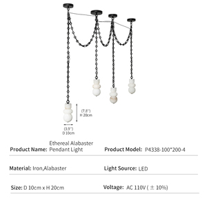 Modern Pendant Light Iron Alabaster Nordic Industrial Dining Room Chandelier Hotel Decor Cross-Border Stone <b>Hanging</b> - Product Image 4