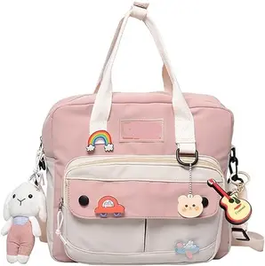 Kawaii Backpack Messenger Bag for School Aesthetic Backpacks Multifunction Laptop Japanese for Teen Girls Kids Lunch Totes