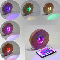Veilleuse LED 3D en bois alimentée par USB avec télécommande, design illusion DIY, intensité réglable, blanc chaud, pour chambre à coucher, base rectangulaire moderne