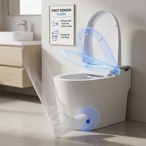 WC intelligent MWD Watermark Sanitary Ware avec bidet intégré, à poser au sol, avec siphon en S ou en P, pour salle de bain 2213C-STW712 - Product Image 3