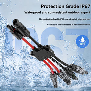 Водонепроницаемый разъем IP67 для солнечных панелей, 1500В, Т-образный, 3-контактный (штекер/гнездо), корпус из поликарбоната, 50А, для последовательного и параллельного подключения кабелей солнечных панелей постоянного тока - Product Image 4