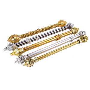 Nuevo diseño doble barra extensible de cortina de Metal soporte 16-19mm caja de PVC embalaje precio barato conjunto rieles ganchos pistas cortinas - Product Image 1